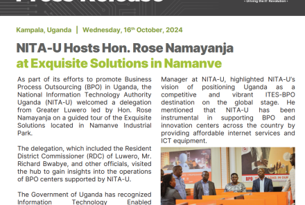 NITA-U Hosts Hon. Rose Namayanja at Exquisite Solutions in Namanve